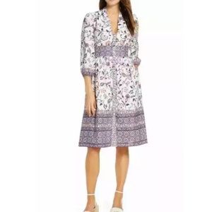 NWT Eliza J Floral Button Front Linen Dress XXS 0